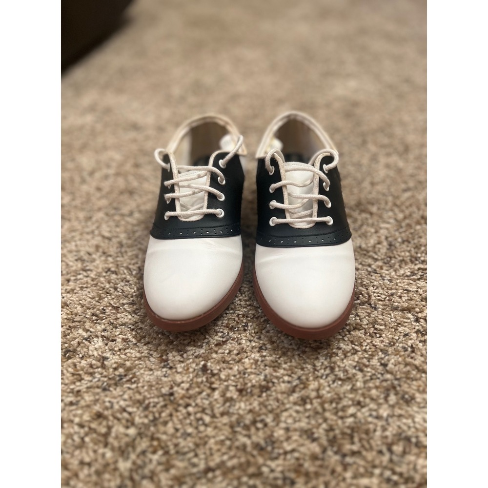 Coasters Womens Black White Saddle Shoes Retro 50s Rockabilly Oxfords Size 8